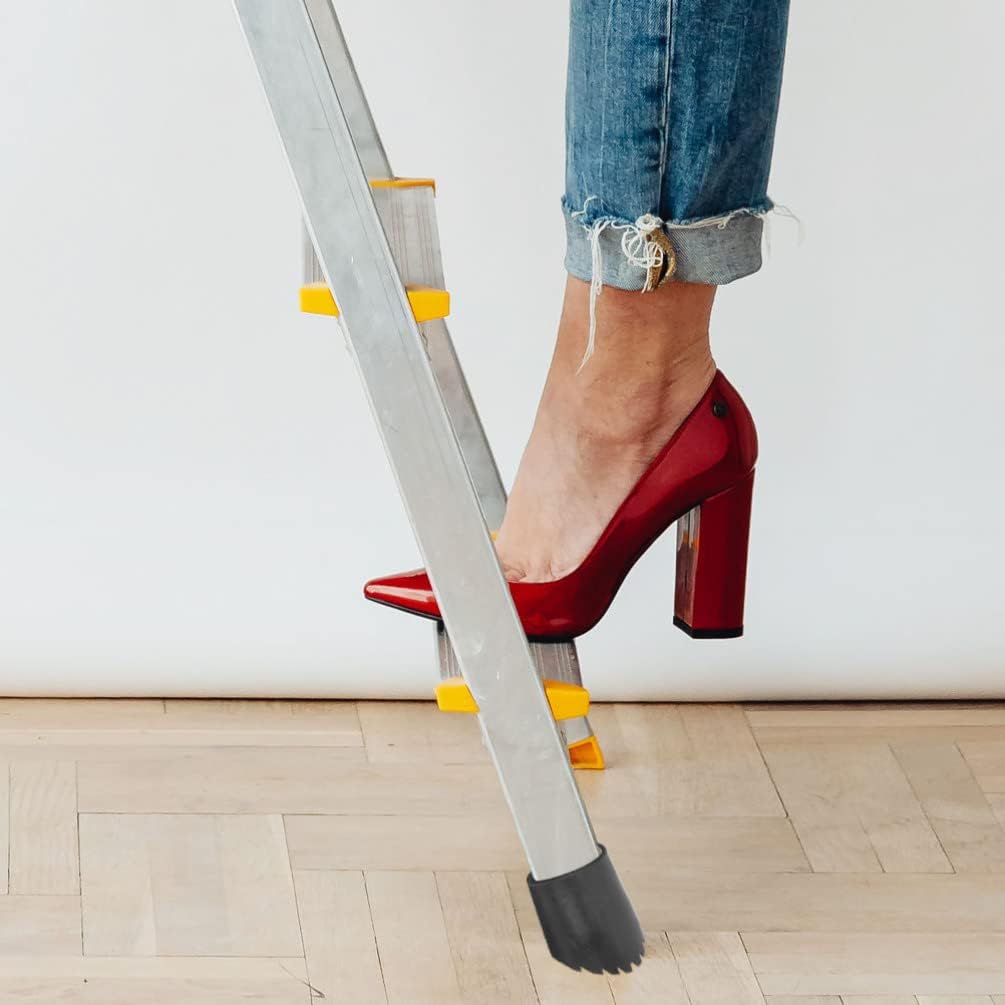 Cabilock 4pcs Non-Slip Rubber Ladder Feet Pads Durable Protective Covers for Ladder Legs Wear-Resistant Anti-Skid Tips for Home and Outdoor Use Fits Inner