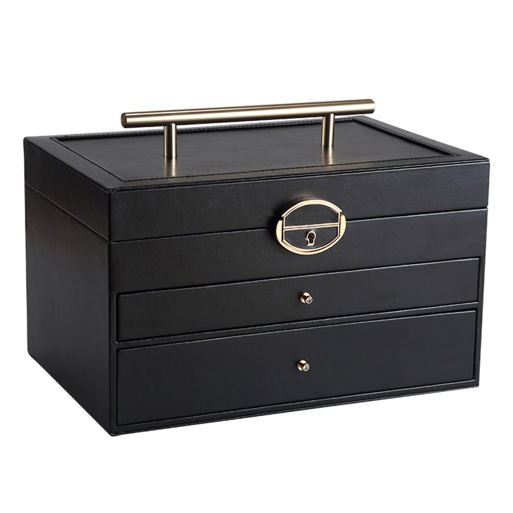 CVHfhjTG jewellery box, Jewelry Box Drawers Boxes, Built-In Mirror Storage Case, Display for Necklace Earrings Bracelets Ring Women Girls(D)