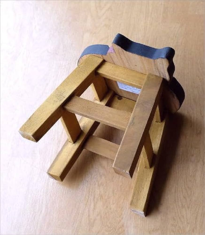 猫デザイン 木製椅子 花台 インテリア 腰掛け 猫モチーフの