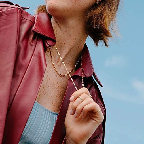 Boutiquelovin Rose Gold Paperclip Link Chain Necklace Bracelet Jewelry Set For Women Girls Choker Necklace 14 Inches #TOP2