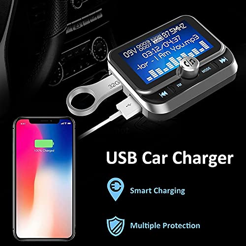 Adattatore audio Bluetooth. Trasmettitore FM auto Bluetooth MP3. Player Dual. USB QC 3.0. Caricabatterie veloce AUX. Auto audio FM. Modulatore con telecomando TF. Carta ( Color Name : FM transmitter )