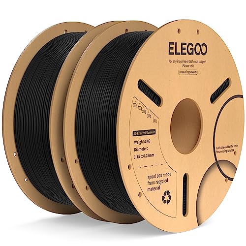 ELEGOO PLA+ Filament 1.75mm Schwarz 2KG, PLA Plus 3D Drucker Filament, Härter und Stärker Filament-3D-Druckmaterialien, Maßgenauigkeit +/-0,02mm, Kompatibel mit Meisten 3D Printer(2KG/Spool, 4.4lbs)