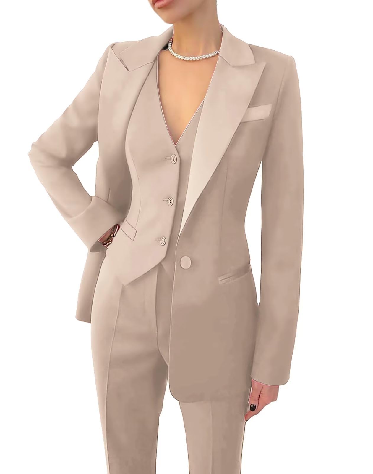 Womens Suit 3 Piece Office Lady Suit Set Business Pants Suits for Work Casual Pant Suits for Women