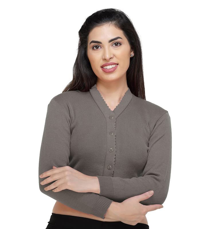 Image of Women Winter Wear V-Neck Full Sleeves Regular Fit Woollen Blouse