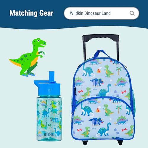 Image of Wildkin Kids Sleeping Bag - Roll-Up Design with Storage Bag for School, Travel & Camping - Dinosaur Land