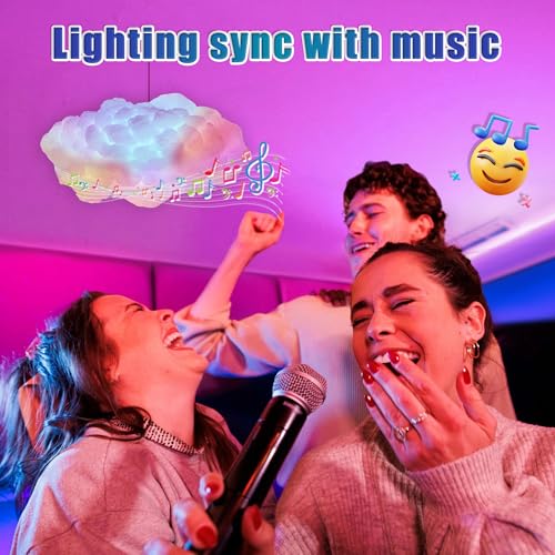 Image of 3D Big Cloud LED Light Kit with Music Sync by Remote & APP Control RGB Multicolor Changing Strip Lights, DIY-Free Cool Decor for Bedroom, Living Room, Kids & Adults. (2 Set)
