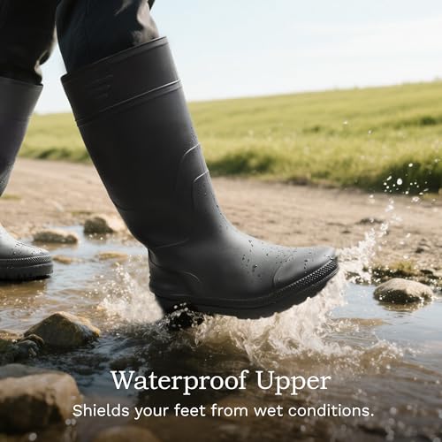Bruno Marc Gummistiefel Herren Halbhoch Arbeitsschuhe Wasserdicht Regenstiefel für Gartenarbeit Hundespaziergänge Auto Waschen,Size 41,Alles Schwarz,BMEMRB2503