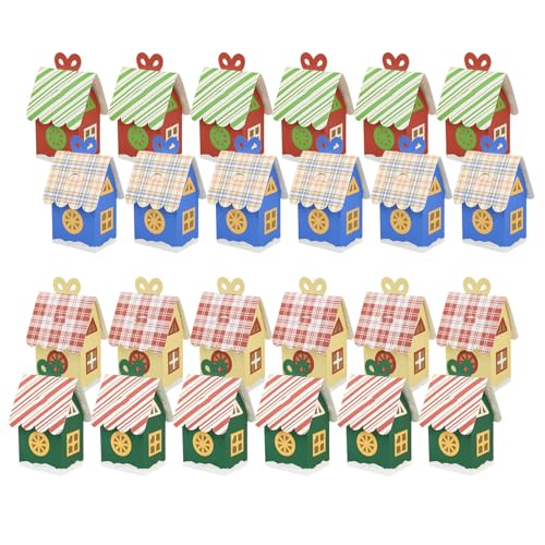 24 個フェスティバルホリデーキャンディ包装箱再利用可能な紙ハウスギフト容器クリスマス装飾装飾紙ギフト包装