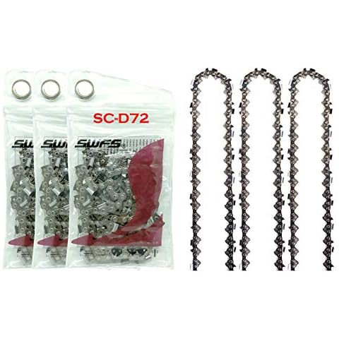SWFS Reliable (3-PACK) Replacement D72 Full Chisel Saw Chain for 20 Inch Bar, Fits Husqvarna, Poulan, Craftsman, Makita, Stihl and others Cover