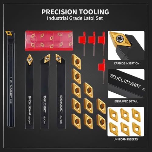 Set de 18 piezas para torno con 12mm, acero y carburo miniatura 4