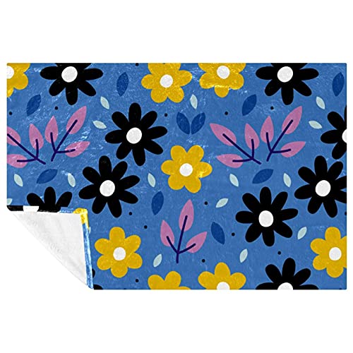 Couverture douce et chaude à imprimé floral bleu 150x100 cm - 2
