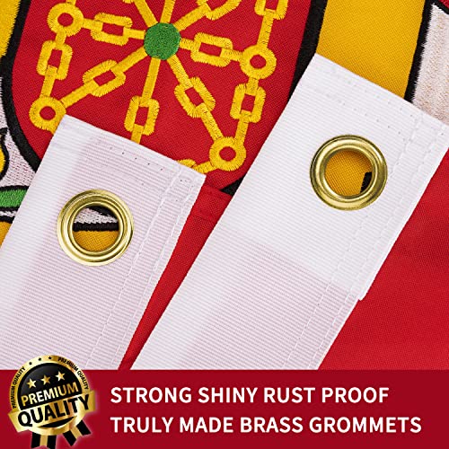 XIFAN Premium Spain Flag 3x5 ft Outdoor, Large Double Sided Heavy Duty 210D Nylon Embroidered Spanish Country Flag, Longest Lasting Decoration with Brass Grommets, Bandera de España