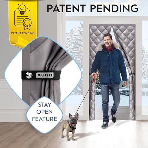 Image of AUGO Thermal Door Curtain - Magnetic Insulated Cover for Winter - Keeps Warm Air In & Cold Air Out - Home Winterizing Product