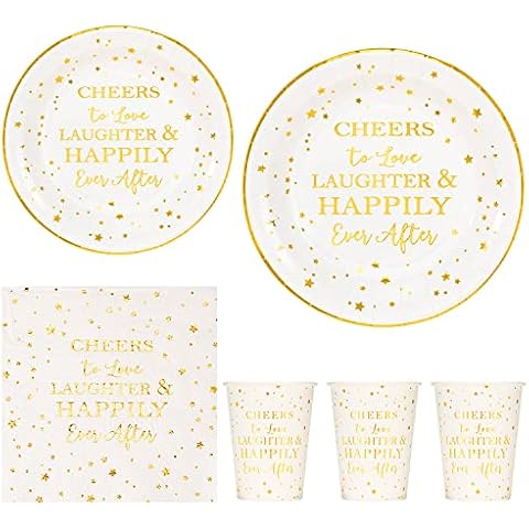 Crisky Gold Bridal Shower Disposable Tableware Set Cover