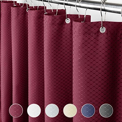 Eforcurtain Extra Long European Red Honeycomb Waffle Bathroom Curtains Blackout Water Repellent, Durable Heavy Duty Microfiber Shower Curtain Liner for Men and Women, 72'' W x 78'' L