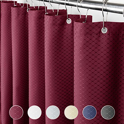 Eforcurtain Extra Long European Red Honeycomb Waffle Bathroom Curtains Blackout Water Repellent, Durable Heavy Duty Microfiber Shower Curtain Liner For Men And Women, 72'' W X 78'' L #TOP6