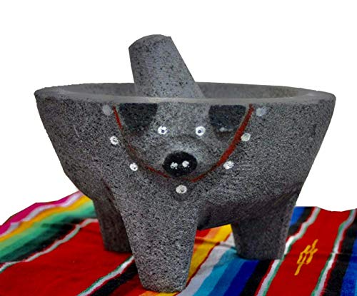 Pig Painted Molcajete Mortar & Pestle Salsas & Spices from Mexico Handmade New by Border Merchant