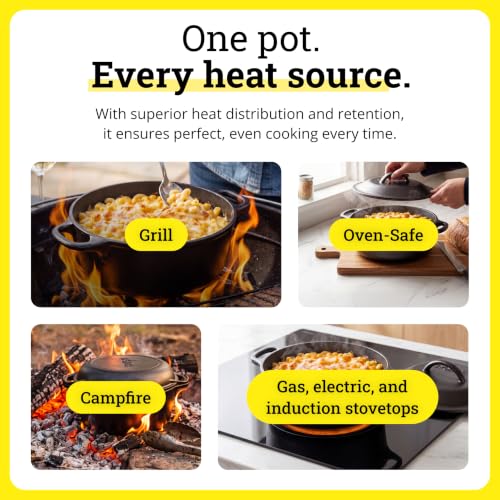 Image of Lodge Cast Iron Dutch Oven 2 Quart - Loop Handle Cooking Vessel - Even Heat Retention - Oven-Safe, Versatile Pot