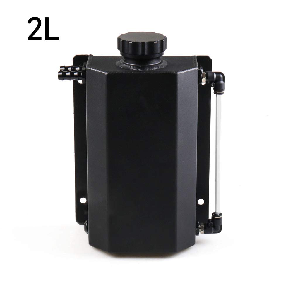 Tanque de aceite, 1L / 2L Aluminio Universal Coche Motor Tanque de aceite Tanque de captura de aceite Tanque recolector de aceite del motor Tanque de aluminio para automóvil Tanque de gasolina