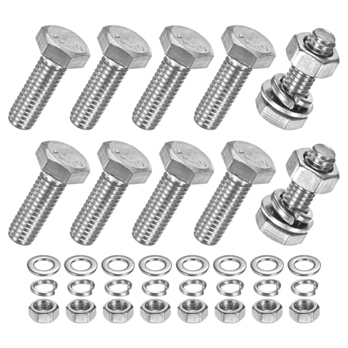 M METERXITY 10-Pack Hex Head Screw Bolt with Nuts Flat &amp; Lock Washers M6x18mm Stainless Steel Bolts and Nuts Kit Fully Threaded Metric Bolt Assortment for Equipment/Machinery