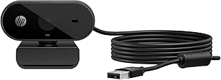 Webcam 1080p HP 320 - com Ajuste Automático de Luz, Conexão USB Plug and Play, Ângulo Largo de 66 Graus, Imagem Full HD com Microfone Integrado e Rotação 360 (53X26AA#ABL) - Produto 4 mais recomendado com 4.7 estrelas