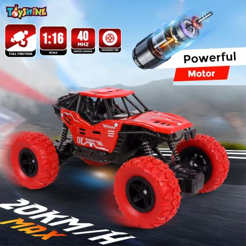 Image of Toyshine 1:16 Scale 27 Mhz Smoke Rock Crawler Truck with Booster Spray Function All Terrain Stunt Racing Car Rechargeable Indoor Outdoor Toy Car - RED