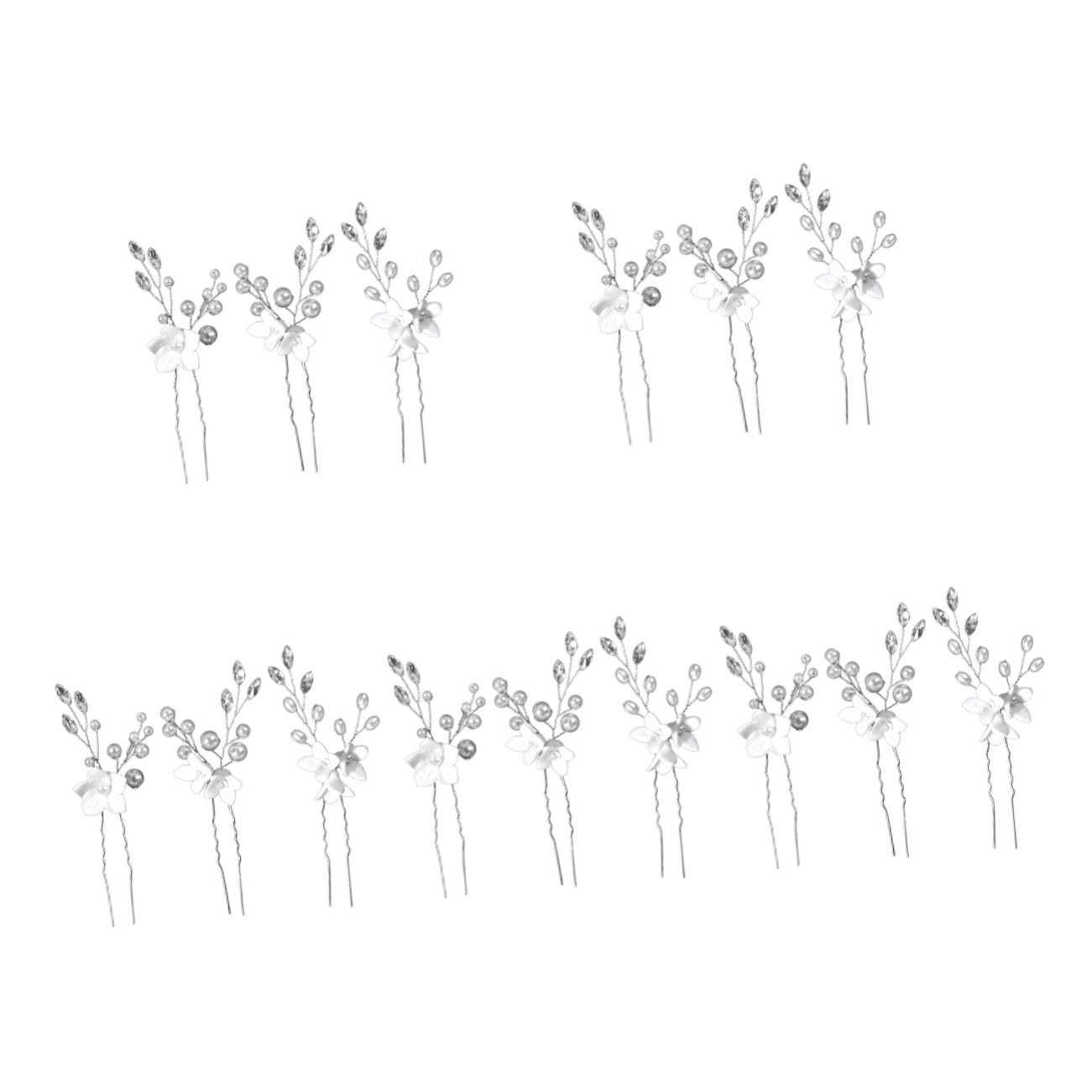 FRCOLOR 15stücke Braut Haarnadeln Mit Perlen Und Blumen Eleganter Hochzeits Haarschmuck Für Bräute Blumenmädchen Und Verlobungen U-förmige Haarspangen Für Stilvolle Hochzeitsfrisuren