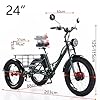 DEaThsalL 24" Electric Power-Assisted Pedal Tricycle Fat Tire for Adults, 200kg Load Capacitay with Cargo Basket Elderly Exercise Shopping Scooter Comfortable Rides #3