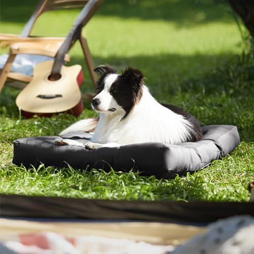 BEDSURE Hundebett große Waschbar - 91x68 cm hundematratze kühlmatte L für Hunde, Outdoor gepolstert Hundematte tiefschwarz in 10cm Höhe, selbstkühlend Grosse XL Hundekissen für Sommer
