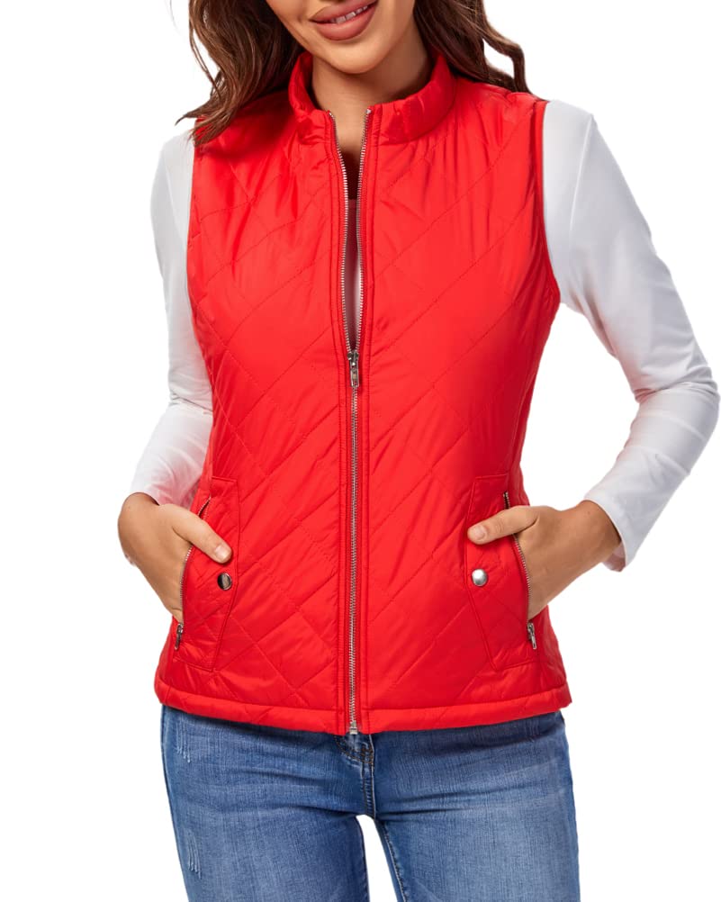fuinloth Gilet Donna Smanicato Invernale Panciotto Dritto Collarei Giacche Ultraleggeri Senza Maniche Giacca con Tasca con Cerniera