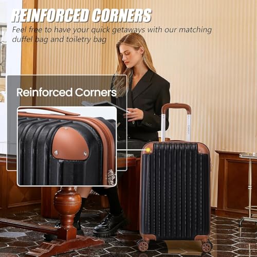 Carry On Luggage Sets 3 Piece, 20 Inch Luggage 22x14x9 Airline Approved with Wheels and TSA Lock, ABS Lightweight Hardshell Travel Suitcase Set with Duffel Bag Travel Bag for Men Women - Image 3