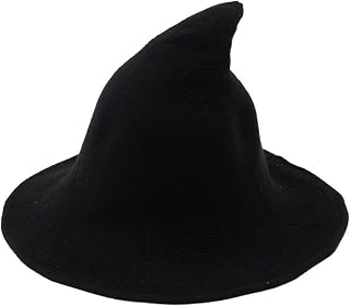 Kid's Wool Witch Hat Wide Brim Spire Knitted Cap for Halloween Party Decor