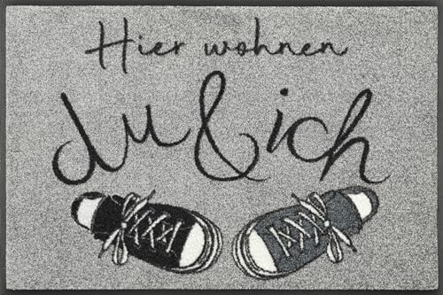 wash+dry Fußmatte, Hier wohnen... 50x75cm, innen und außen,...