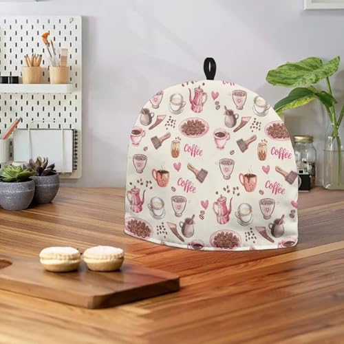 Image of Tea Cosy Tea Pot Cozies Decorative Accessories for Teapots Dome Shaped Kitchen Home Table Decorative Breakfast Warmer Dust Proof Teapot Cozies, Coffee Pink Beige