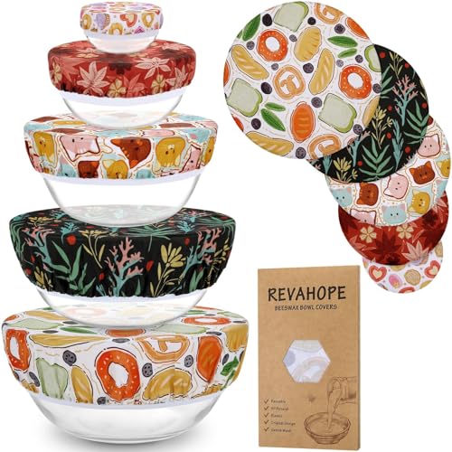 5Pcs Reusable Beeswax Elastic Bowl Covers for Bread Proofing and Food Cover - image 1