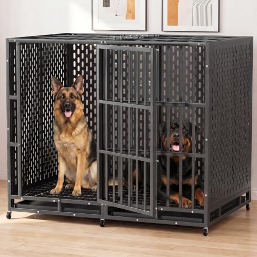 Ironovacage 54 Inch Heavy Duty Dog Crate, Escape-Proof, for High Anxiety