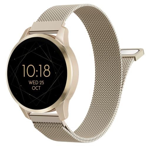 Astorgos 18mm Metal Watch Band Compatible with Venu 4 41mm/3S/2S; Forerunner 265S/255S; Vivoactive 4S/Vivomove 3S Mesh Stainless Steel Replacement Strap Clasp Wristband Champagne Gold