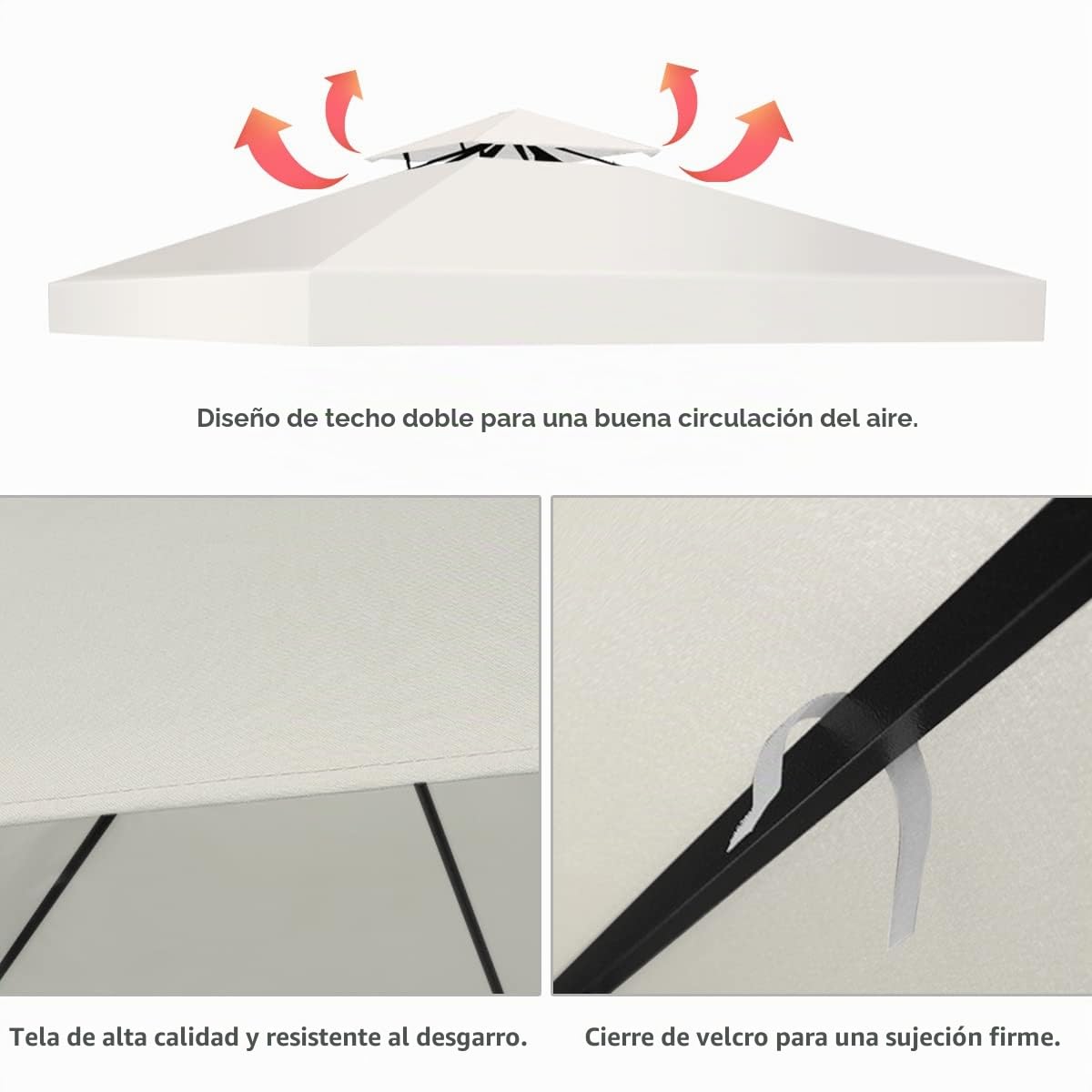 KOMFOTTEU Techo de Repuesto 3 x 3 m con Protección Solar (Beige)