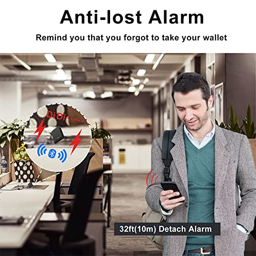 Anti-Lost Bluetooth Wallet Tracker Mens Slim Minimalist Credit Card Holder Large Capacity dad Wallet with Zipper Gifts with Box (Black)2