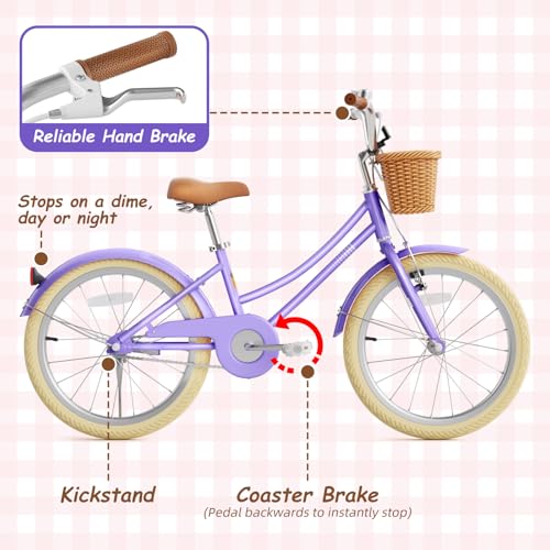 Image of Glaf Girls Bike Bicycle for 2-12 Years Old 12 14 16 20 inch Kids Toddler Bike with Training Wheels and Basket,Doll Seat, Kids Bike Bicycle for Gift