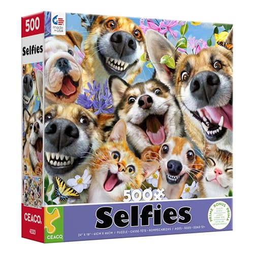 Rompecabezas Ceaco - Companion Selfies - 500 piezas para adultos | Arte de Howard Robinson, fabricado en EE.UU., tablero reciclado, tamaño final 26 x 19 pulgadas, incluye póster miniatura 3