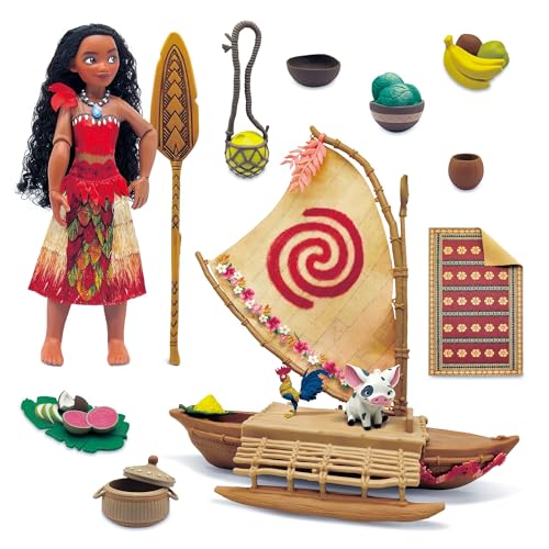 Disney Store Official Moana Doll Play Set for Girls - Includes Pua and HEI HEI & Other Doll Accessories - Disney Princess Classic Toys - Authentic Outfit & Accessories - Girls Toys Adventure Set