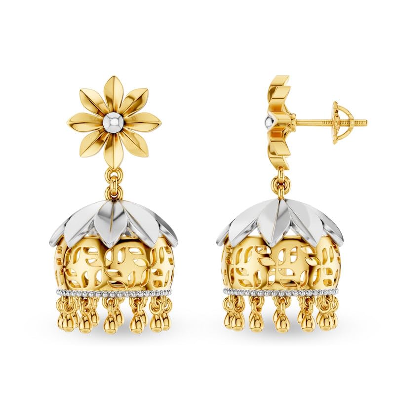 Image of Kisna 9 /14 /18 KT Florrie Yellow Gold Earring For Women
