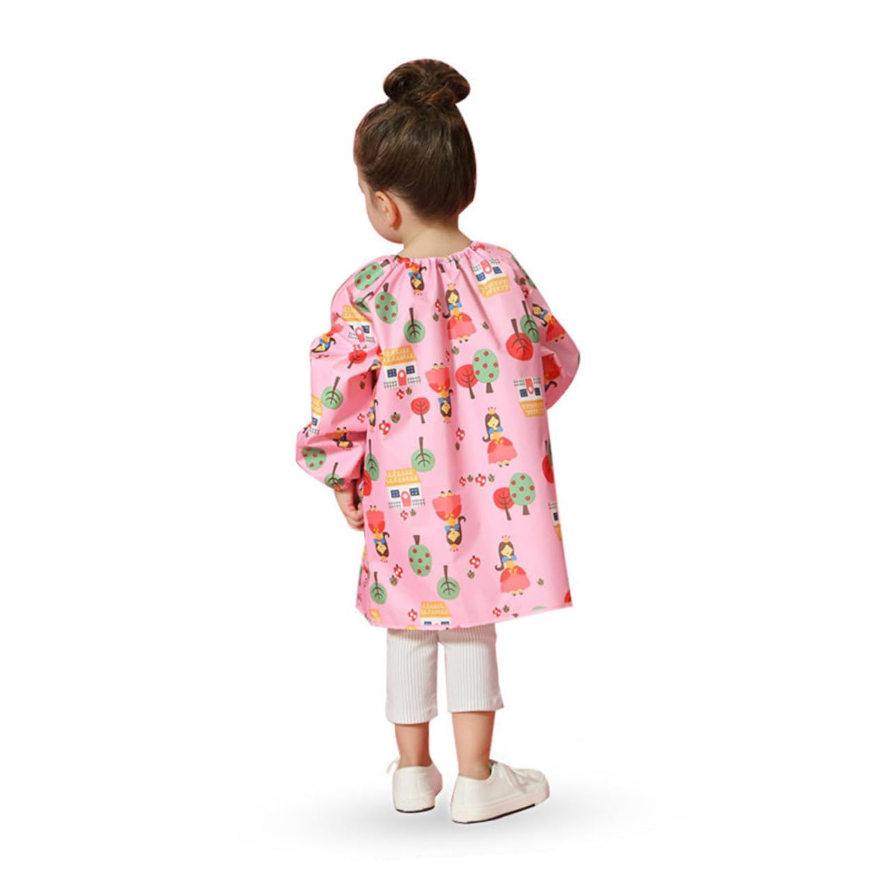 Grembiule Rosa Maniche Lunghe per Pittura Bambini in Poliestere Protezione Vestiti Taglia S per Attività Artistiche e Creative