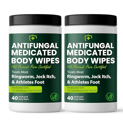 Body Wipes for Men & Women | Cleansing Body Wipes for Wrestling Combat Gym Camping I Medicated with 1% Tolnaftate Tea Tree Oil | Treats Ringworm Jock Itch Athletes Foot | 40 Wipes (pack of 2)