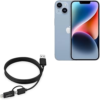 BoxWave Cable Compatible with Apple iPhone 14 - iDroid Pro Cable, 2 in 1 Micro USB to MFi Lightning Cable Adapter - 3 ft - Black