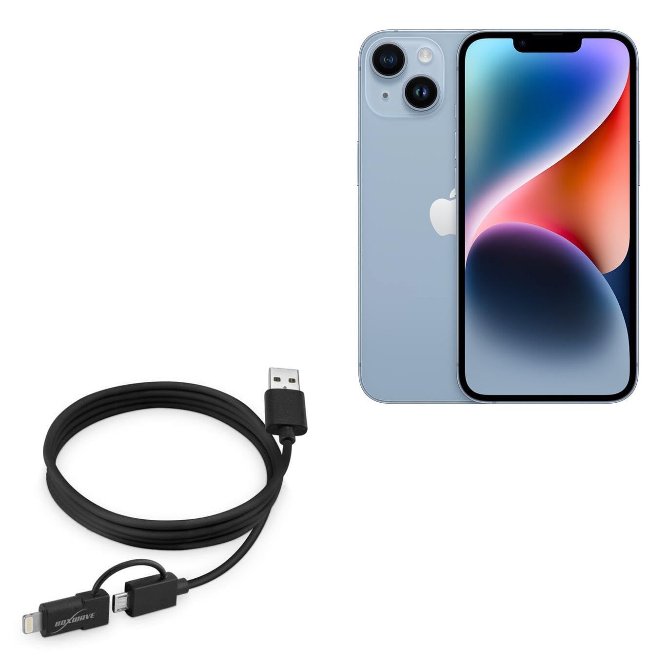 BoxWave Cable Compatible with Apple iPhone 14 - iDroid Pro Cable, 2 in 1 Micro USB to MFi Lightning Cable Adapter - 3 ft - Black