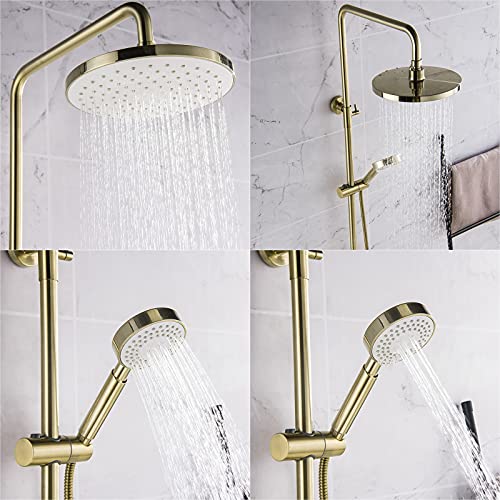 Robinet de douche thermostatique anti-brûlure 38°C ensemble mitigeur or brossé complet - 6