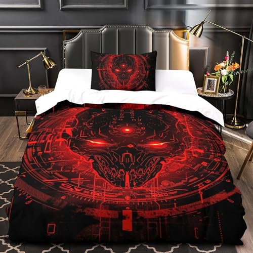 Housse de couette crâne 3D en microfibre douce et finitions premium à zip - 4