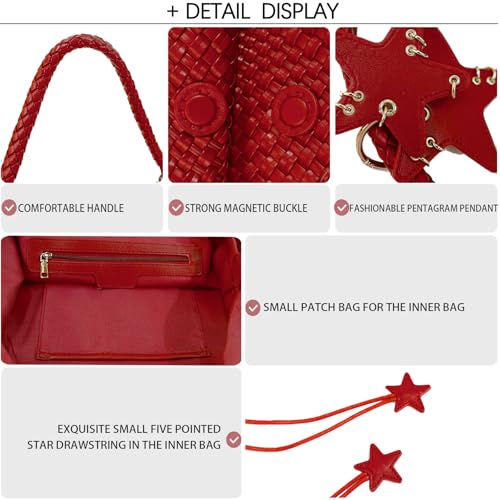 Image of Woven Tote Bag for Women, Shoulder Handbags, Beach Hobo, Handwoven Satchel Underarm Bag, Top-Handle Bag With Purses